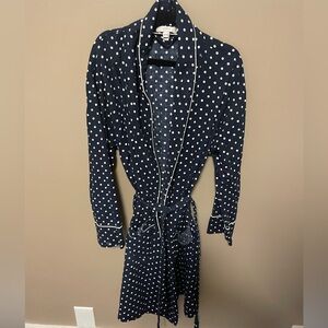 J Crew Polka Dot Women's Robe Navy And White Cotton